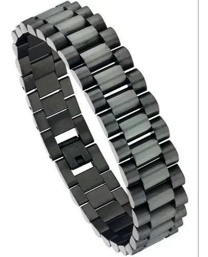 Pulsera Tejido Rolex Negra Titanium De Lujo Fino Detalle Cuotas