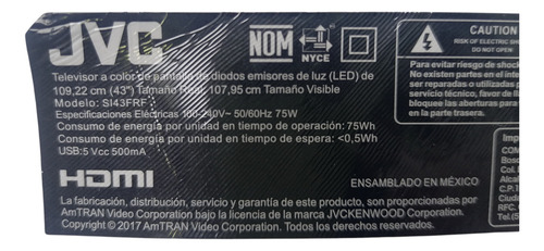 Botonera Y Wifi Para Tv Jvc Si43frf (Usado)