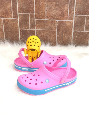 Zapatos Crocs Band Rosado Suela Celeste