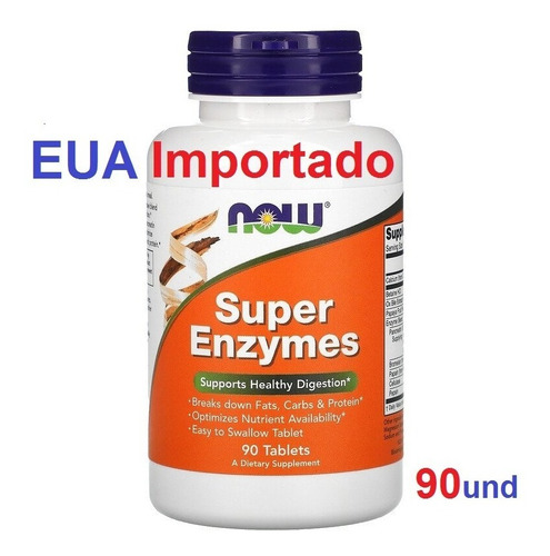 Suplemento em comprimidos NOW  Super Enzymes betaina hcl Super Enzymes em pote de 49g 90 un