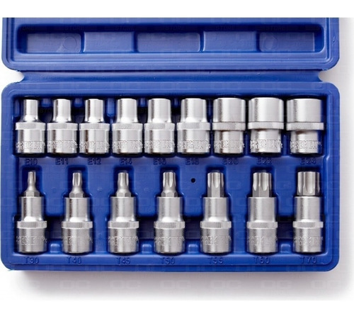 Juego De 16 Tubos Torx Hembra Macho Encastre 1/2 Bremen 4577