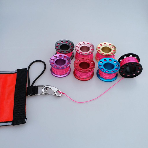 Carrete De Buceo De Aluminio Con 10m Bobina De Rosado