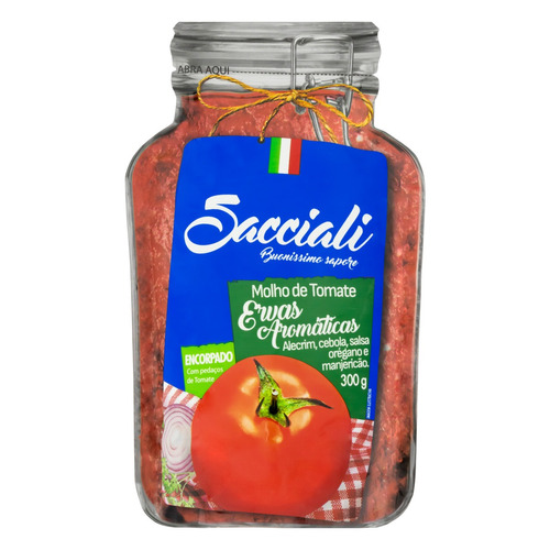 Imagem 1 de 1 de Molho de Tomate Encorpado com Ervas Aromáticas Sacciali sem glúten em sachê 300 g