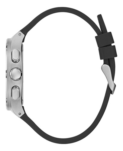Reloj Guess Headline Gw0571g1 Hombre Multifunción Cuarzo Color De La Malla Negro Color Del Bisel Plateado Color Del Fondo Negro