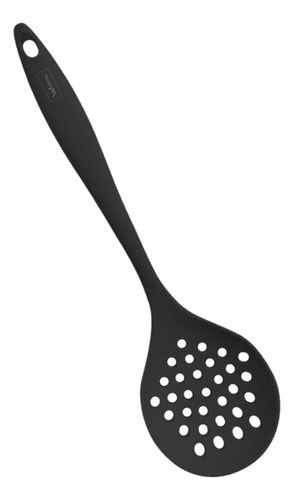 Escumadeira De Silicone Inteirico Preto Resistente Wellmix