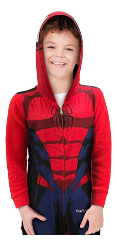 Enterito Micro Polar Pijama Spiderman Niños Monito Capucha