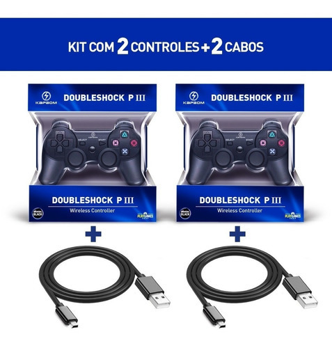 2 Controle Manete Ps3 Playstation Sem Fio Top C/