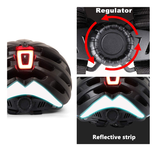 Casco Bicicleta Con Luz Carga Usb Y Visera Magnéticas