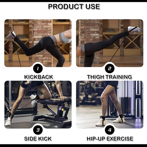 Par Tobilleras Para Polea Ajustable Enganche Gym Glúteos Negro