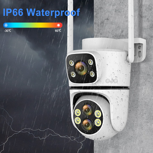Ojo® Cámara de seguridad De Pantalla doble de triple lente con Resolución de 12MP Zoom Óptico 10x+Zoom digital 10x