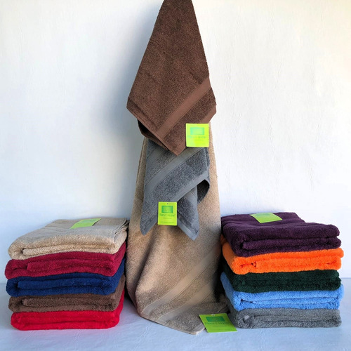 Conjunto De Toallas Y Toallon Planet Home Algodón 100% Peina Naranja Lisa