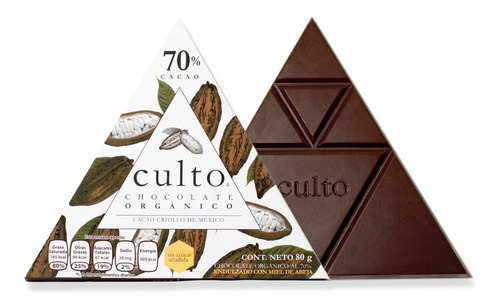 Chocolate Amargo 70% Cacao 80g Culto Orgánico 