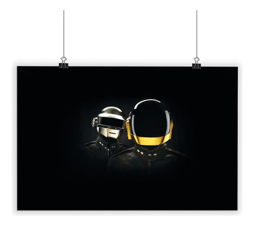 Cuadro De Pvc Con Poster Laminado Daft Punk Cascos 60x90cm