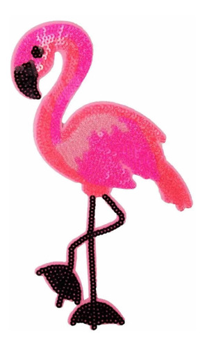 Parche Flamingo Bordado Con Lentejuela Tamaño Grande