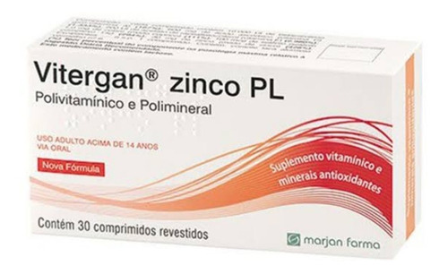 Vitergan Zinco Pl 30 Comprimidos Revestidos