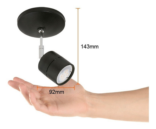 Imagen 2 de 6 de Spot Negro Sobreponer + Bombillo Gu10 Luz Cálida Dimerizable