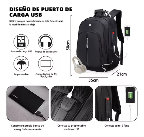 Mochila Antirrobo Impermeable, Mochila Portátil Hombre 17.3