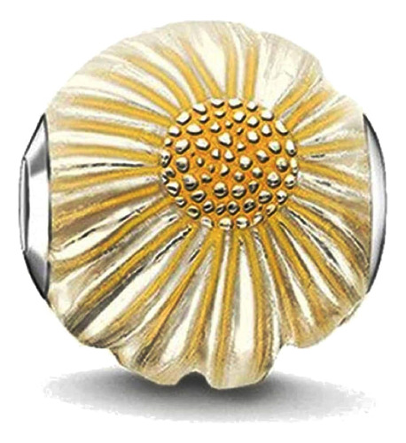 Bolenvi Yellow Sunflower Ball 925 Sterling Silver Charm Bead