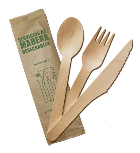  Servicios De Madera 100% Compostables. 150 Uds X Caja