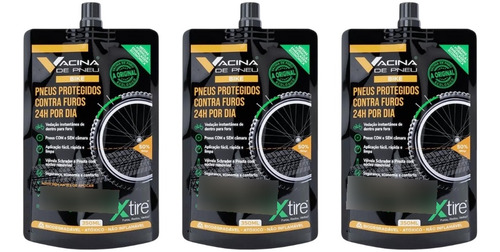 Vacina Selante Pneu Bike X-tire 350ml P/ 2 Pneus 3 Unidades