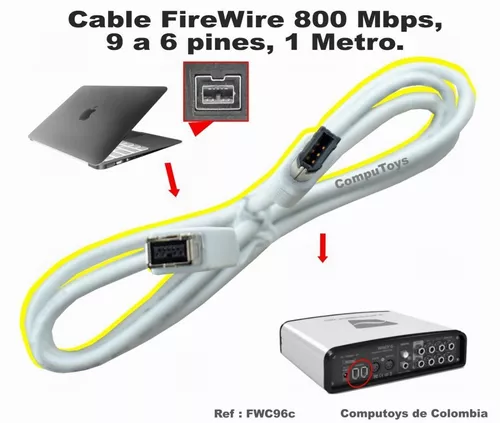 Cable Firewire De 9-6 Pin Cm Fwc96c Computoys Sas