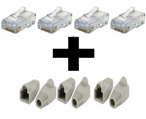 Imagen 2 de 4 de Super Oferta! 10 Capuchones + 10 Plug Fichas Rj45 De Red