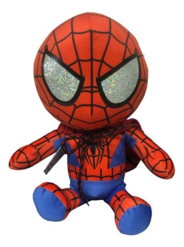 Peluche Hombre Araña Spiderman Con Capota Y Brillos 22cm 