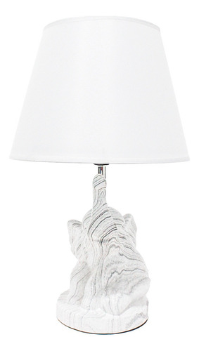 Lámpara De Mesa Buro Con Base Figura Elefante Color Blanco 