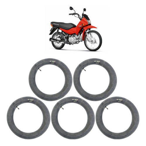 Kit Câmara Ar Pop 110 5 Peças 3.00-14 Com Bico Válvula
