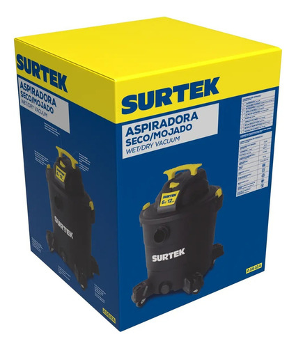 Aspiradora Doble Función 12 Galones 6 Hp 120 V Surtek As612a Negro