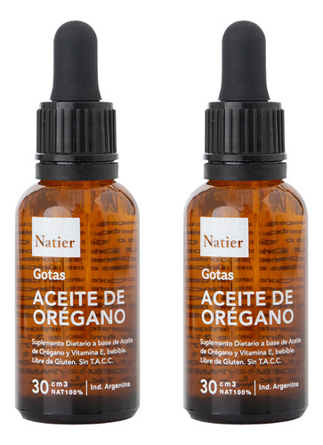 Natier X2 Suplemento Aceite Orégano Orgánico Vitamina E 30ml