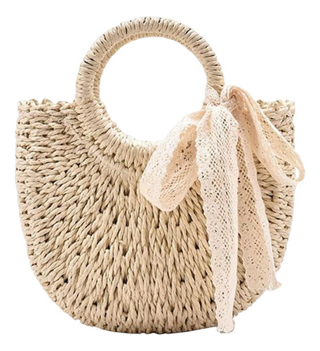 Bolso De Paja Bohemio, Bolso De Mano Tejido Para Compras En