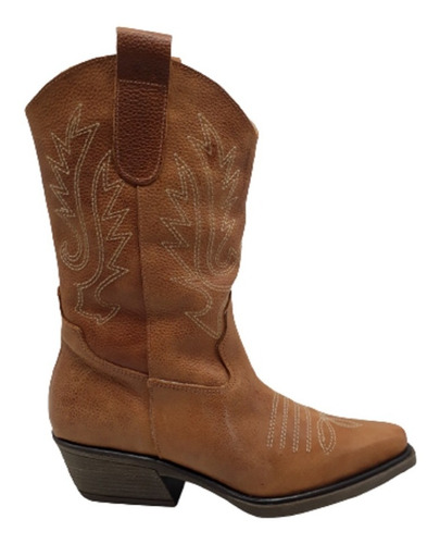 Bota Texana Cuero Vacuno 100% Moda Dama Zapato 1230fb