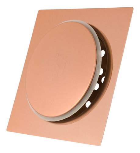 Ralo Click Banheiro 15x15 Cm Quadrado Inox 304 Rose Gold