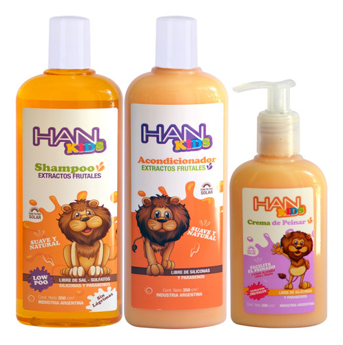 Combo Han Kids Shampoo + Acond + Crema De Peinar