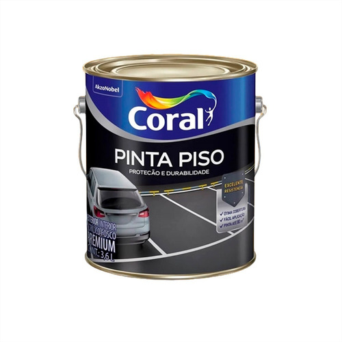 Tinta Pinta Piso 3,6lts Emborrachada Coral Preto