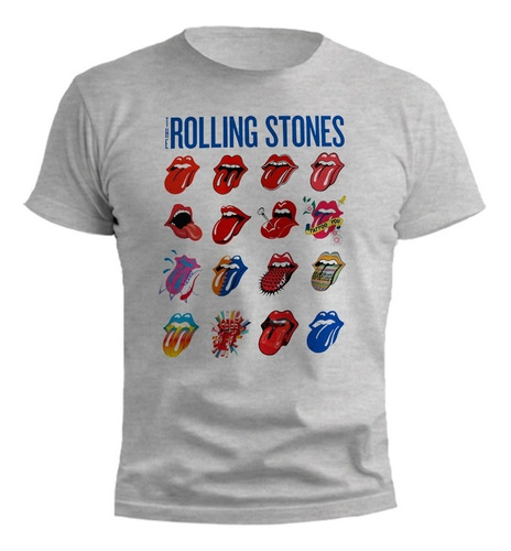 Remera The Rolling Stones Clasica Gris Melange