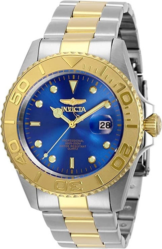 Reloj Hombre Invicta Pro Driver 43 Mm Wr 200m 29949 Color de la correa Plateado Color del bisel Dorado Color del fondo Azul
