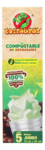 Costalitos Bolsa De Basura Compostable Grande X 5 Unidades