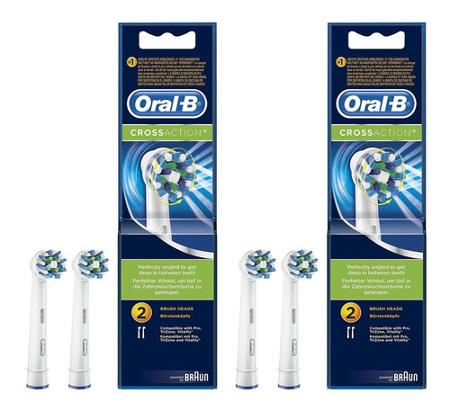 Repuesto Cepillo Eléctrico Oral-b Cross Action Pack X2 4u