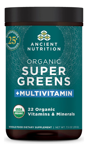 Ancient Nutrition Supergreens Organicos Y Polvo Multivitamin