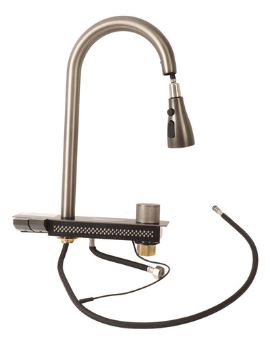 Fregadero De Cocina Con Pantalla Digital De Temperatura,68 X 45 X 22cm Fregadero De Cascada, Fregadero De Lluvia Volador Con Arandela De Copa Y 3 En 1 Grifo Extraíble En Cascada, 304 Acero Inoxidable,