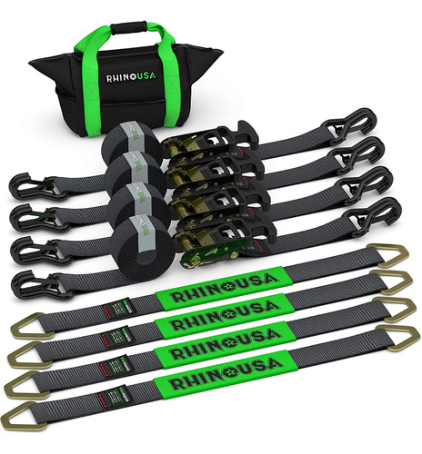 Rhino Usa Kit De Correas De Trinquete Para Remolque De Autom