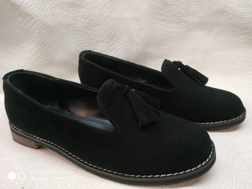 Mm0123 Zapatos De Gamuza Negra Talles Especiales Del 41 Al 4