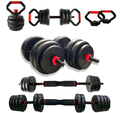 Kit Halteres Musculação Kettlebell 6 Em 1 Peso 40kg Odin Fit