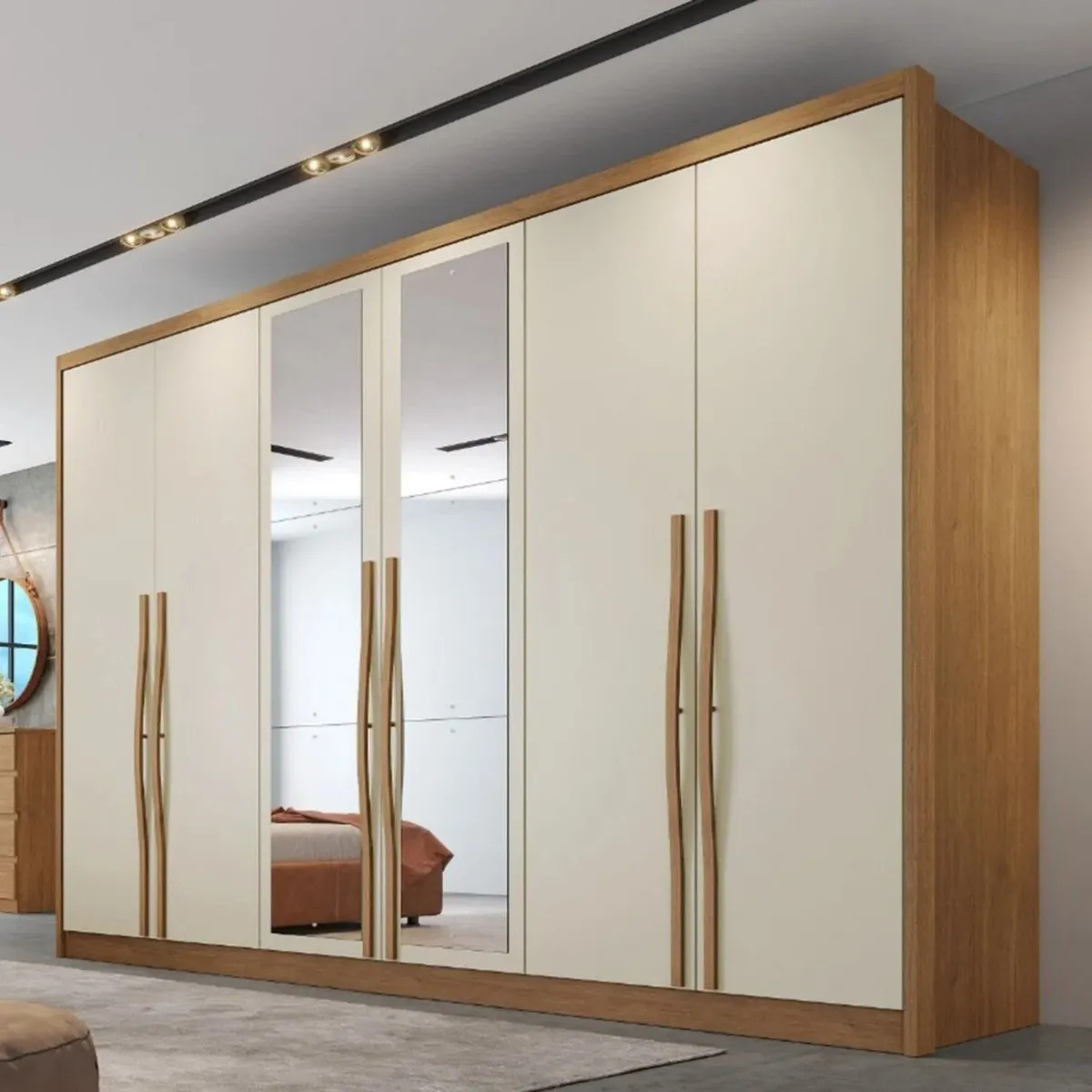 Guarda-Roupa Casal Reno de MDF com 6 Portas, 6 Gavetas e Espelho