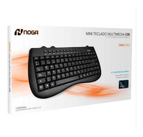 Mini Teclado Ergonómico Multimedia Noga Usb Español 78033