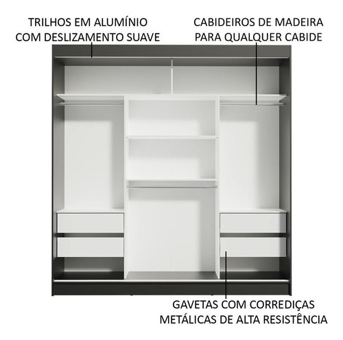 Ropero Madesa Reno 3 Puertas Corredizas Color Negro/Blanco