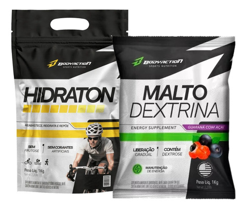 Combo Hidraton 1kg + Maltodextrina 1kg - Body Action Sabor Guaraná + Guaraná Açai