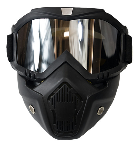 Máscara Táctica Goggle Multicolor Motocross Motocicletas Negro Plateado Unitalla